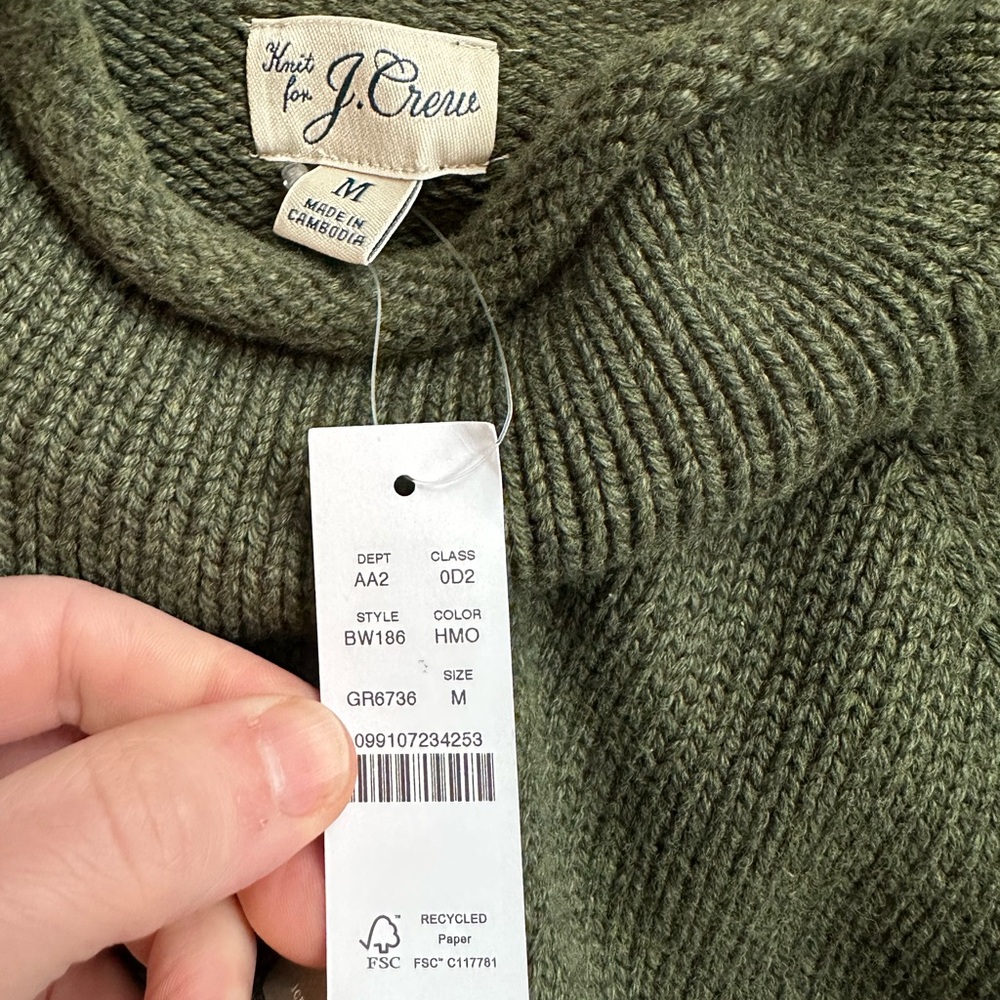 J. Crew Olive Green Ribbed Mock Neck Sweater - Picture 3 of 5